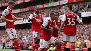 Arsenal players celebrating a goal 