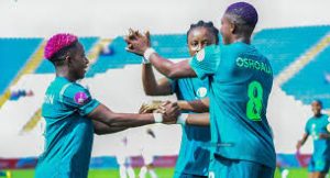 Super falcons Asisat Oshoala and teammates 
