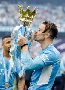 Jack Grealish Lifting the UCL trophy 