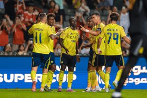 Ronaldo after scoring his 100th goal for Al Nassr